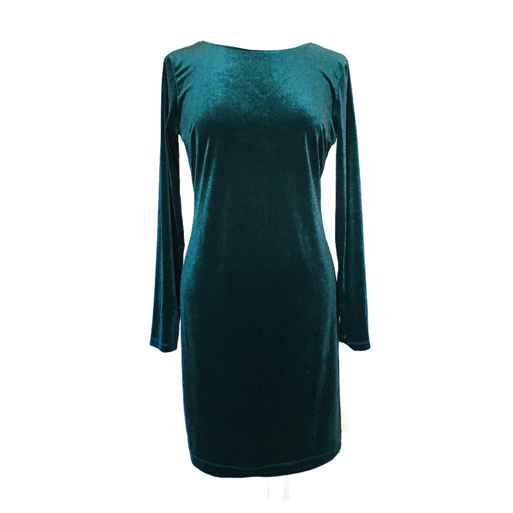 Oodji Ultra Green Scoop Back Midi Velvet Dress 12
